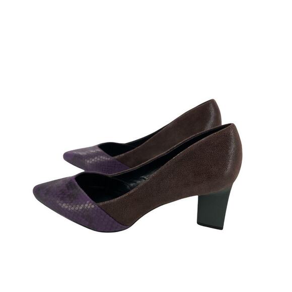 LOGO by Lori Goldstein Kate Shoes Women 7.5 Leather Pointed Toe Block Purple NEW - Picture 7 of 9